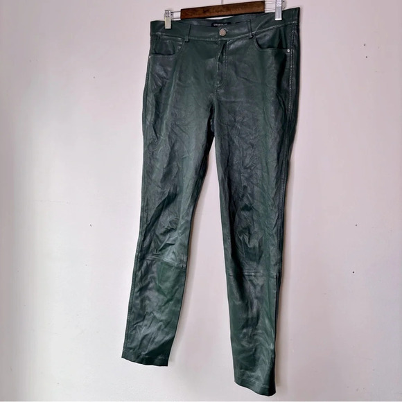 Lafayette 148 New York Spruce Green Mercer Skinny Leg Leather Pants Size 8 - Picture 12 of 13
